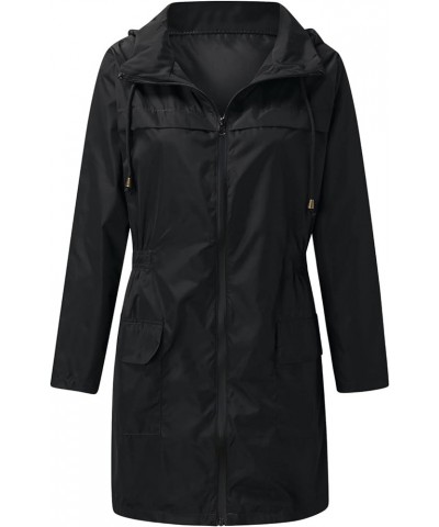 Ladies Rain Jacket Lightweight Waterproof Packable Rain Coat Hood Windproof Adjustable Windbreaker Outdoor Overcoat Black $10...