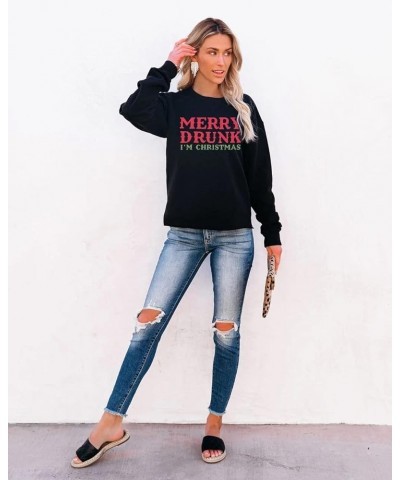 Merry Christmas Sweatshirt Women I'm Christmas Shirt Funny Letter Print Sweater Casual Fall Long Sleeve Tops Black $13.76 Hoo...