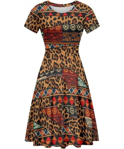 Animal Giraffe Print Dress for Women Sexy Short Vintage A-line Skater Dress for Women Plus Size Patchwork $15.94 Dresses