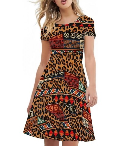 Animal Giraffe Print Dress for Women Sexy Short Vintage A-line Skater Dress for Women Plus Size Patchwork $15.94 Dresses