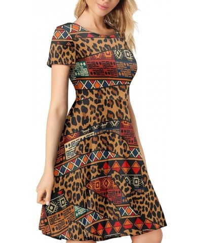 Animal Giraffe Print Dress for Women Sexy Short Vintage A-line Skater Dress for Women Plus Size Patchwork $15.94 Dresses