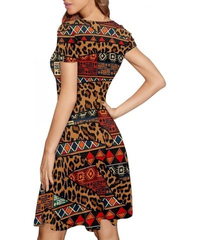 Animal Giraffe Print Dress for Women Sexy Short Vintage A-line Skater Dress for Women Plus Size Patchwork $15.94 Dresses