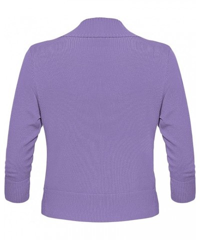 Women's 3/4 Sleeve Cropped Cardigan Sweaters Open Front Bolero Short Shrugs S-XL Light-purple $12.71 Sweaters