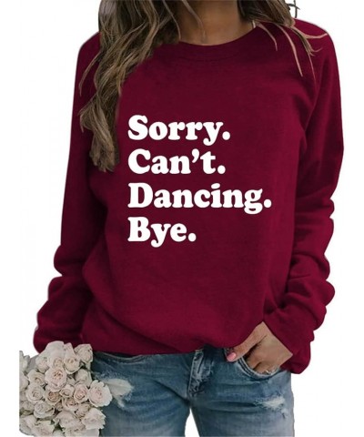 Weekends Coffee And Dance Sweatshirt Women's Dance Mom Shirts Funny Graphic Long Sleeve Crew Neck Pullover Tops 03 Wine Red $...