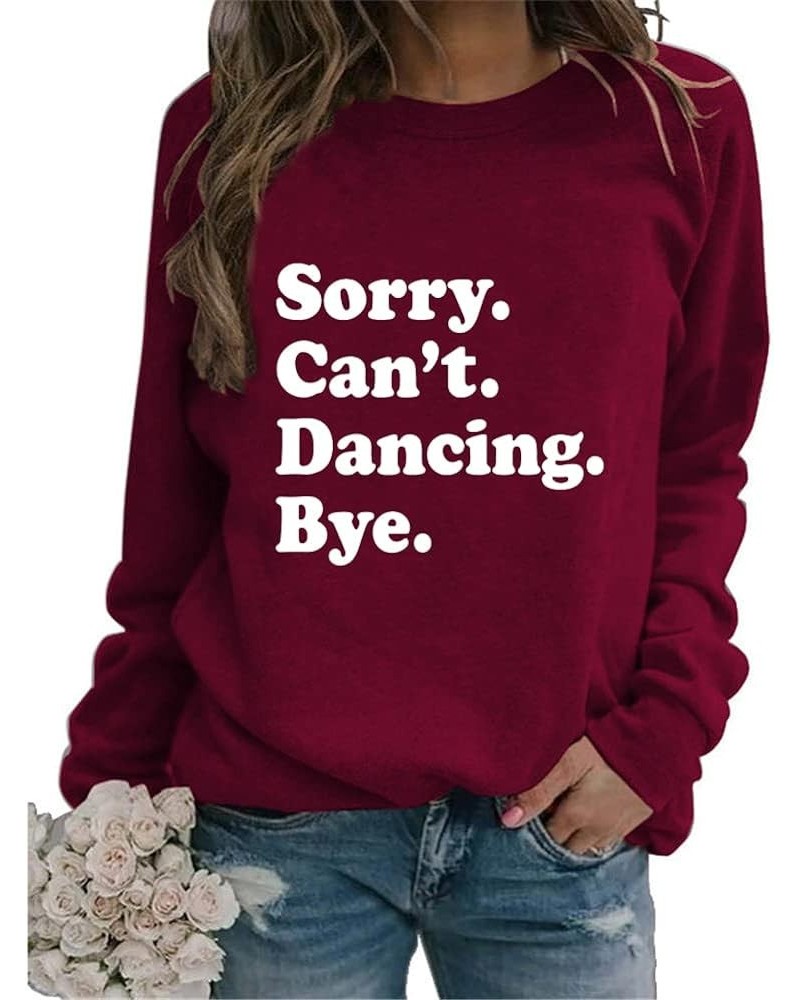 Weekends Coffee And Dance Sweatshirt Women's Dance Mom Shirts Funny Graphic Long Sleeve Crew Neck Pullover Tops 03 Wine Red $...