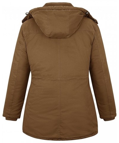 Women's Winter Plus Size Thickened Cotton Coat with Detachable Hood Brown $47.47 Jackets