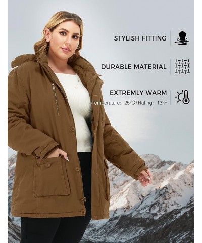 Women's Winter Plus Size Thickened Cotton Coat with Detachable Hood Brown $47.47 Jackets