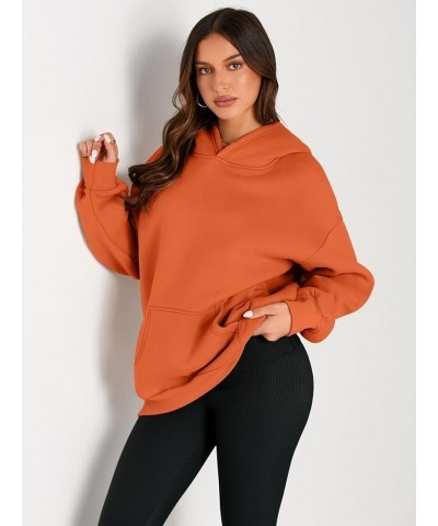 Womens Oversized Hoodies Fleece Sweatshirts Long Sleeve Sweaters Pullover Fall Clothes with Pocket Orange $24.77 Hoodies & Sw...