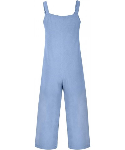 Jumpsuits for Women Summer Adjustable Strap Rompers Loose Fit Sleeveless Casual Pants Comfy Overalls with Pocket Isky Blue $7...