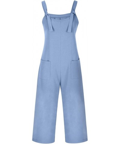 Jumpsuits for Women Summer Adjustable Strap Rompers Loose Fit Sleeveless Casual Pants Comfy Overalls with Pocket Isky Blue $7...