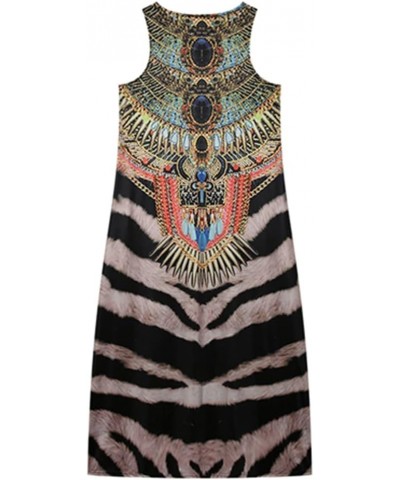 African Print Maxi Dresses for Women Vintage Printed Sleeveless Plus Size Bohemian V Neck Maxi Long Dress Z07-leopard $4.12 D...