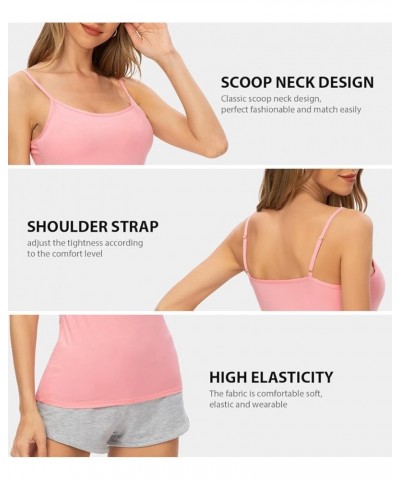 Adjustable Camisole for Women Spaghetti Strap Tank Top Camisoles 4 Pack- Black Gray White Pink $12.20 Tops