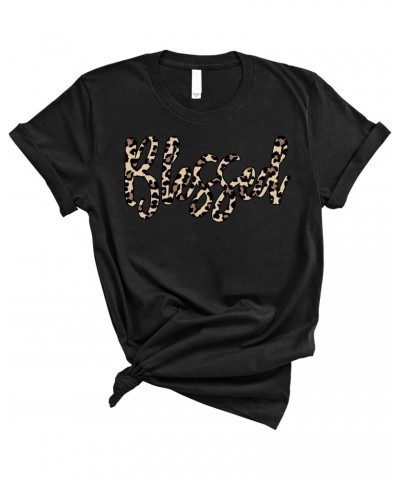 | Blessed Leopard Short Sleeve | Graphic Christian T-Shirts | Faith-Based Apparel | Black | Unisex | Small $10.23 T-Shirts