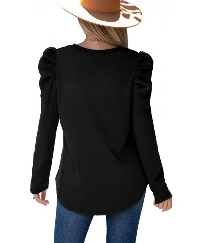 Sweatshirts for Women Crewneck Puff Long Sleeve Shirts Loose Casual Tunic Tops 02-black $12.25 Hoodies & Sweatshirts