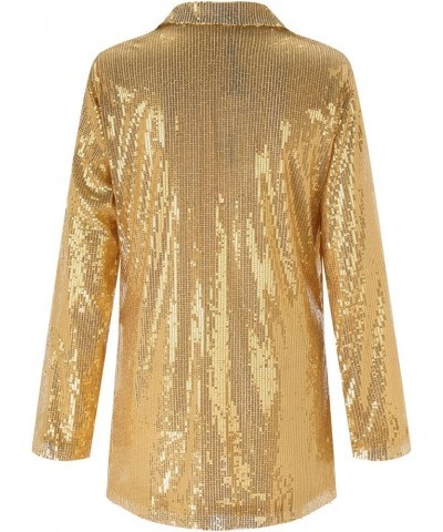 Women Sequins Blazer Sequin Jacket Casual Long Sleeve Glitter Party Shiny Lapel Coat Jacket Women Plus Size Y1-gold $14.43 Bl...