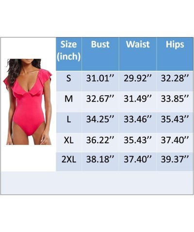 Women's Sexy V-Plunge One-Piece Swimsuit,Studio Solids Ruffle Sleeve Swimwear Bathing Suit Black $14.18 Swimsuits