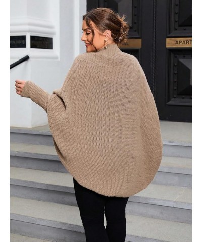 Women's Plus Size Cardigan Open Front Long Sleeve Casual Sweater Pure Brown $15.96 Sweaters