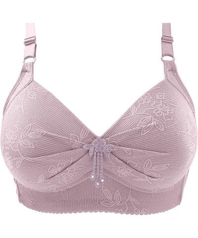 Women's T Shirt Bras Sexy Plus Size No Steel Ring Bra Thin Push Up Bra Pack, M-3XL Light Purple $6.37 Lingerie