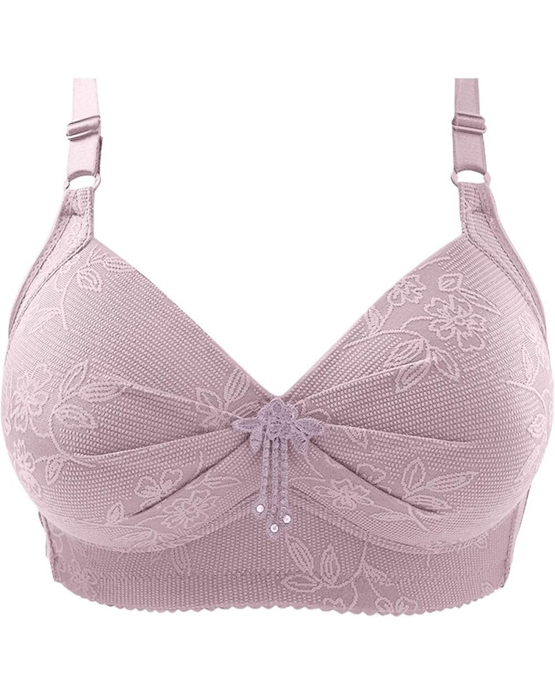 Women's T Shirt Bras Sexy Plus Size No Steel Ring Bra Thin Push Up Bra Pack, M-3XL Light Purple $6.37 Lingerie