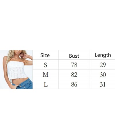 Women Strapless Tube Crop Tops Lace Trim Patchwork Off Shoulder Tops Summer Aesthetic Backless Hollow Out Vest J-white $7.66 ...