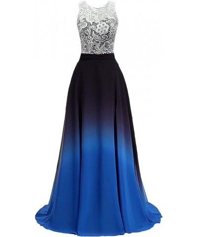 Ombre Chiffon Prom Evening Dresses for Women One Shoulder Long Bridesmaid Dress Formal Gown Style6-black Royalblue $43.00 Dre...