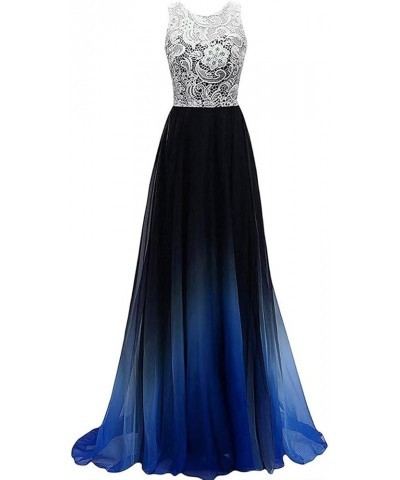 Ombre Chiffon Prom Evening Dresses for Women One Shoulder Long Bridesmaid Dress Formal Gown Style6-black Royalblue $43.00 Dre...