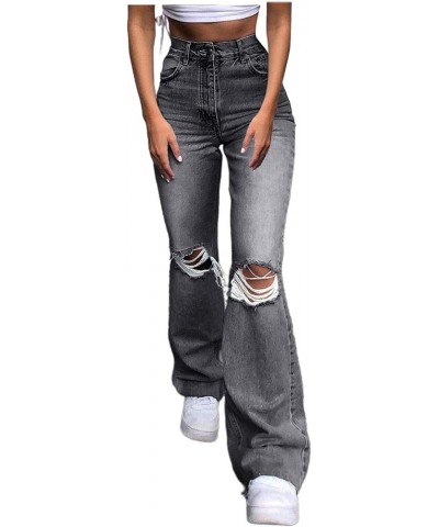 Womens High Waisted Wide Leg Jeans Stretchy Distressed Denim Pants Loose Fit Boyfriend Y2k Pants Baggy Flare Jeans Grey $30.3...