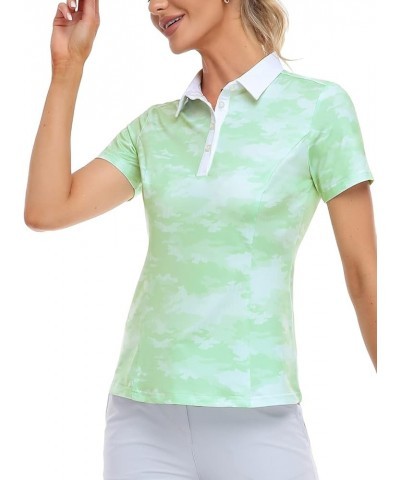 Women Golf Shirts Polo Shirts for Women UPF 50+ Lightweight Quick-Dry Collared Tennis Daily Shirts Work Tops Camo Green-short...