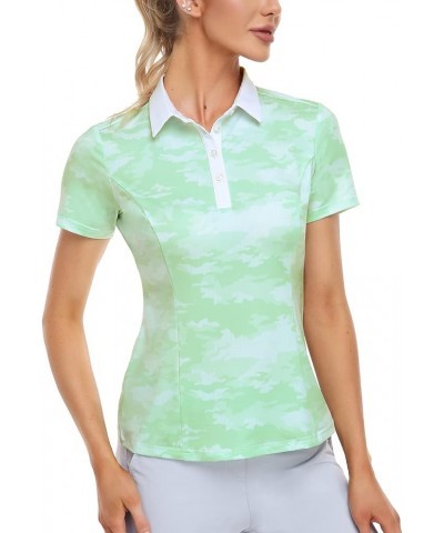 Women Golf Shirts Polo Shirts for Women UPF 50+ Lightweight Quick-Dry Collared Tennis Daily Shirts Work Tops Camo Green-short...