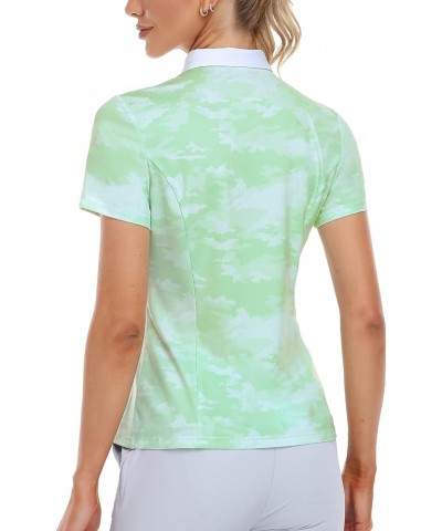 Women Golf Shirts Polo Shirts for Women UPF 50+ Lightweight Quick-Dry Collared Tennis Daily Shirts Work Tops Camo Green-short...