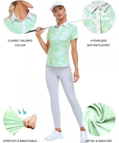 Women Golf Shirts Polo Shirts for Women UPF 50+ Lightweight Quick-Dry Collared Tennis Daily Shirts Work Tops Camo Green-short...