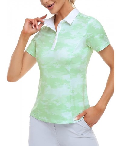 Women Golf Shirts Polo Shirts for Women UPF 50+ Lightweight Quick-Dry Collared Tennis Daily Shirts Work Tops Camo Green-short...