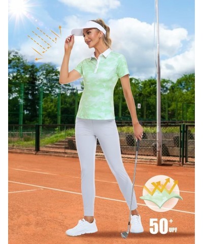 Women Golf Shirts Polo Shirts for Women UPF 50+ Lightweight Quick-Dry Collared Tennis Daily Shirts Work Tops Camo Green-short...