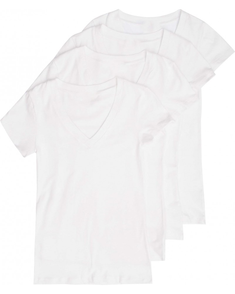 4 Pack Zenana Women's Basic V-Neck T-Shirts Small White, White, White, White $27.53 T-Shirts