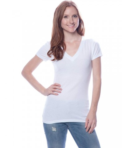 4 Pack Zenana Women's Basic V-Neck T-Shirts Small White, White, White, White $27.53 T-Shirts