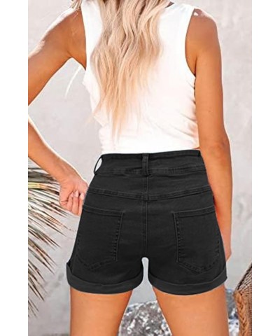 Women's High Waist Denim Shorts Raw Hem Jean Shorts Casual Summer Straight Wide Leg Pants for Women with Pockets B1-black $18...