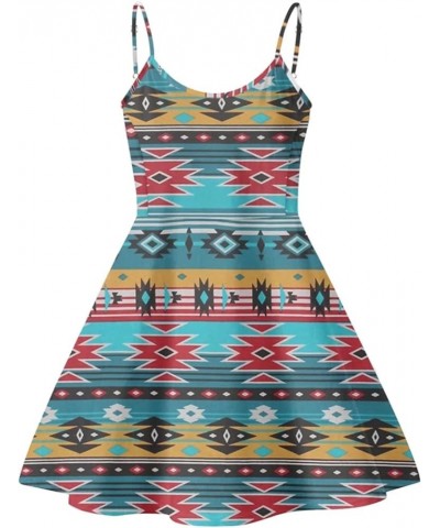 Women Summer Swimsuits Cover Ups Sleeveless Dress Casual Swing Beach Cover-Ups Knee Length Dresses Plus Size Ethnic Navajo $1...