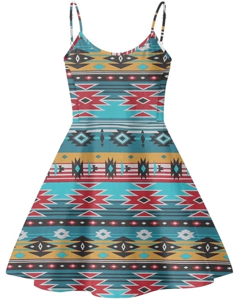 Women Summer Swimsuits Cover Ups Sleeveless Dress Casual Swing Beach Cover-Ups Knee Length Dresses Plus Size Ethnic Navajo $1...