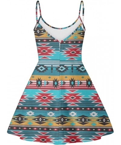 Women Summer Swimsuits Cover Ups Sleeveless Dress Casual Swing Beach Cover-Ups Knee Length Dresses Plus Size Ethnic Navajo $1...