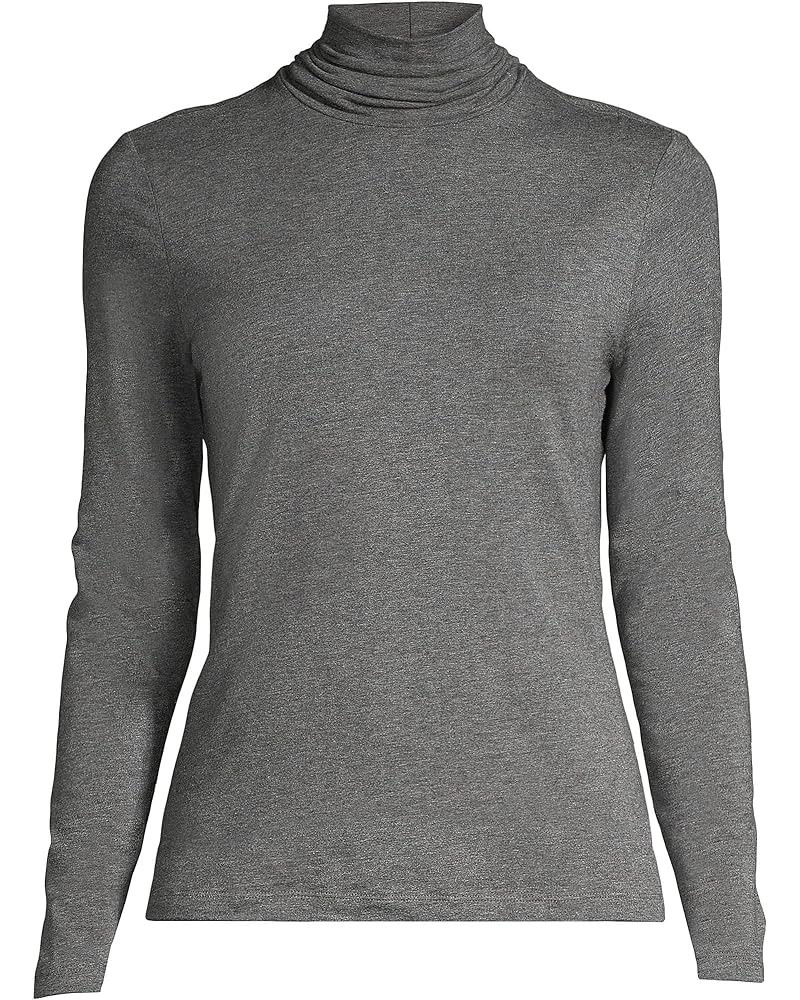 Women's Lightweight Fitted Turtleneck Charcoal Heather $16.16 Sweaters