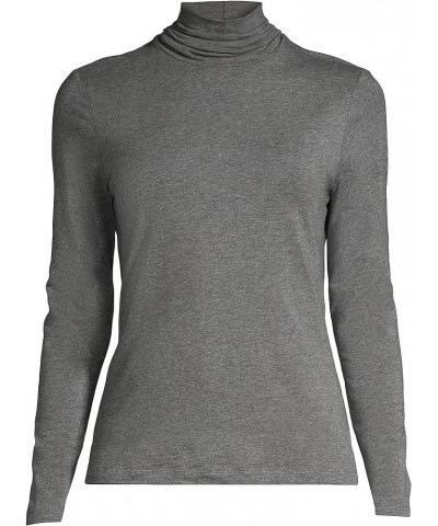 Women's Lightweight Fitted Turtleneck Charcoal Heather $16.16 Sweaters