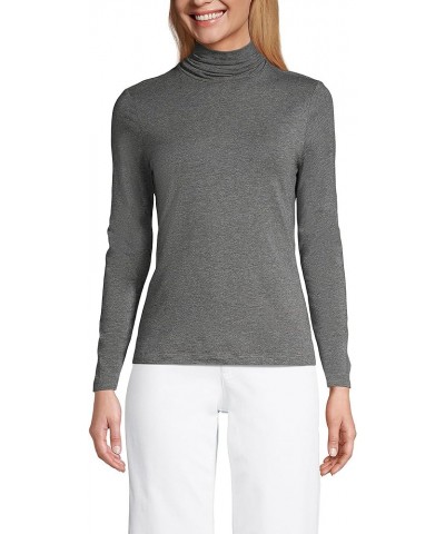 Women's Lightweight Fitted Turtleneck Charcoal Heather $16.16 Sweaters