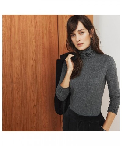 Women's Lightweight Fitted Turtleneck Charcoal Heather $16.16 Sweaters