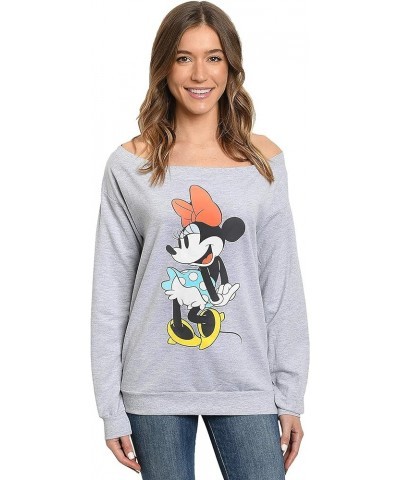 Minnie Mouse Flirty Women's Sweatshirt Gray $16.45 Hoodies & Sweatshirts