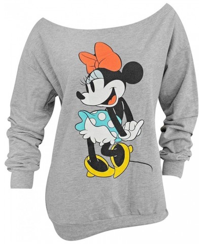 Minnie Mouse Flirty Women's Sweatshirt Gray $16.45 Hoodies & Sweatshirts