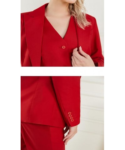 Business Women Suit Set 3 Pieces Notch Lapel Single Breasted Vest for Office Work Lady Suits (Blazer+Vest+Pants) Orange $23.6...