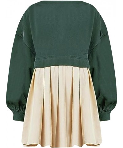 Women's Oversized Sweatshirt Dress Long Sleeve Pullover Tops Flowy Swing Mini Dress B Green $12.90 Hoodies & Sweatshirts