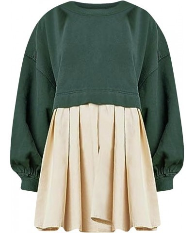 Women's Oversized Sweatshirt Dress Long Sleeve Pullover Tops Flowy Swing Mini Dress B Green $12.90 Hoodies & Sweatshirts