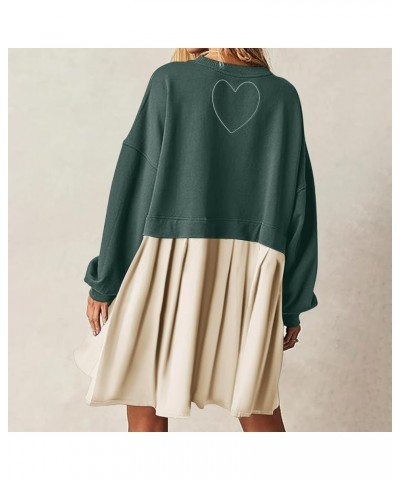 Women's Oversized Sweatshirt Dress Long Sleeve Pullover Tops Flowy Swing Mini Dress B Green $12.90 Hoodies & Sweatshirts