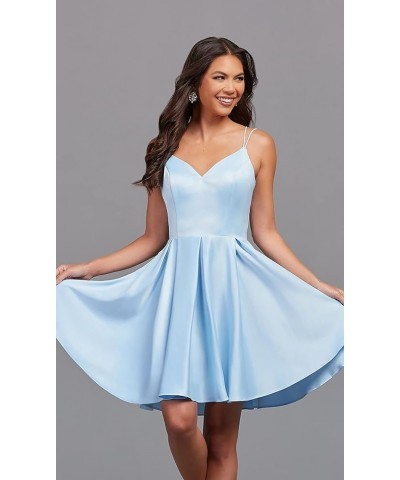 Women's Short Homecoming Dresses for Teens 2024 V Neck Satin Prom Cocktail Gowns Peacock $26.03 Dresses